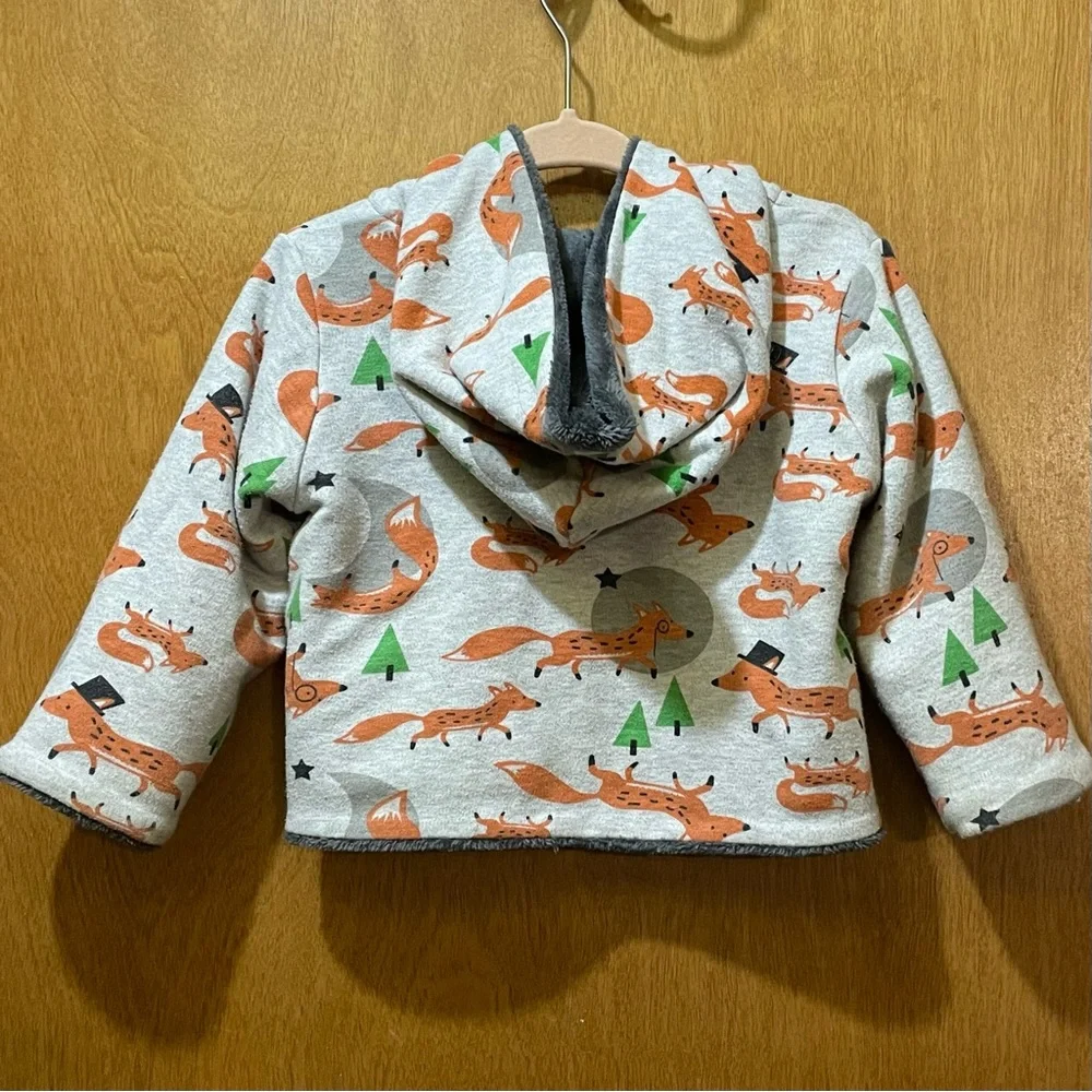 The Bonnie Mob Foxes w/ Top Hats Fleece Lined Zip Hoodie Jacket, Sz 12-18 Month - Picture 2 of 4